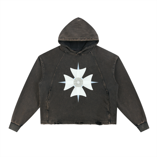 Collective Guidance Compass Vintage Washed Frayed-Hem Hoodie