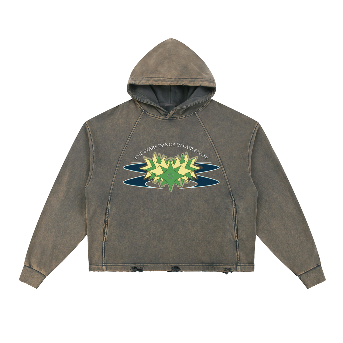 The Stars Dance In Our Favor Vintage Washed Frayed-Hem Hoodie