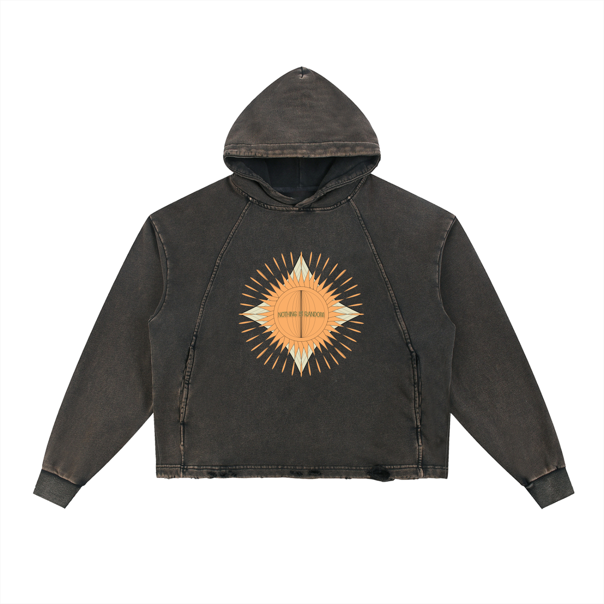 Nothing Is Random Vintage Washed Frayed-Hem Hoodie