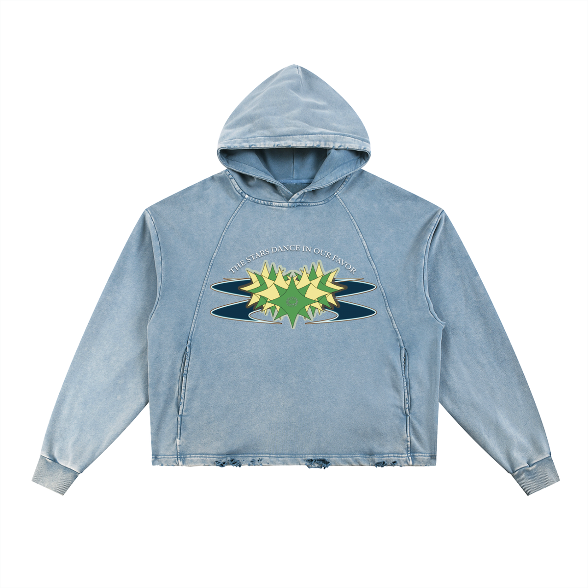 The Stars Dance In Our Favor Vintage Washed Frayed-Hem Hoodie