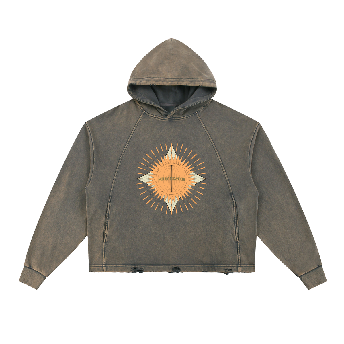 Nothing Is Random Vintage Washed Frayed-Hem Hoodie