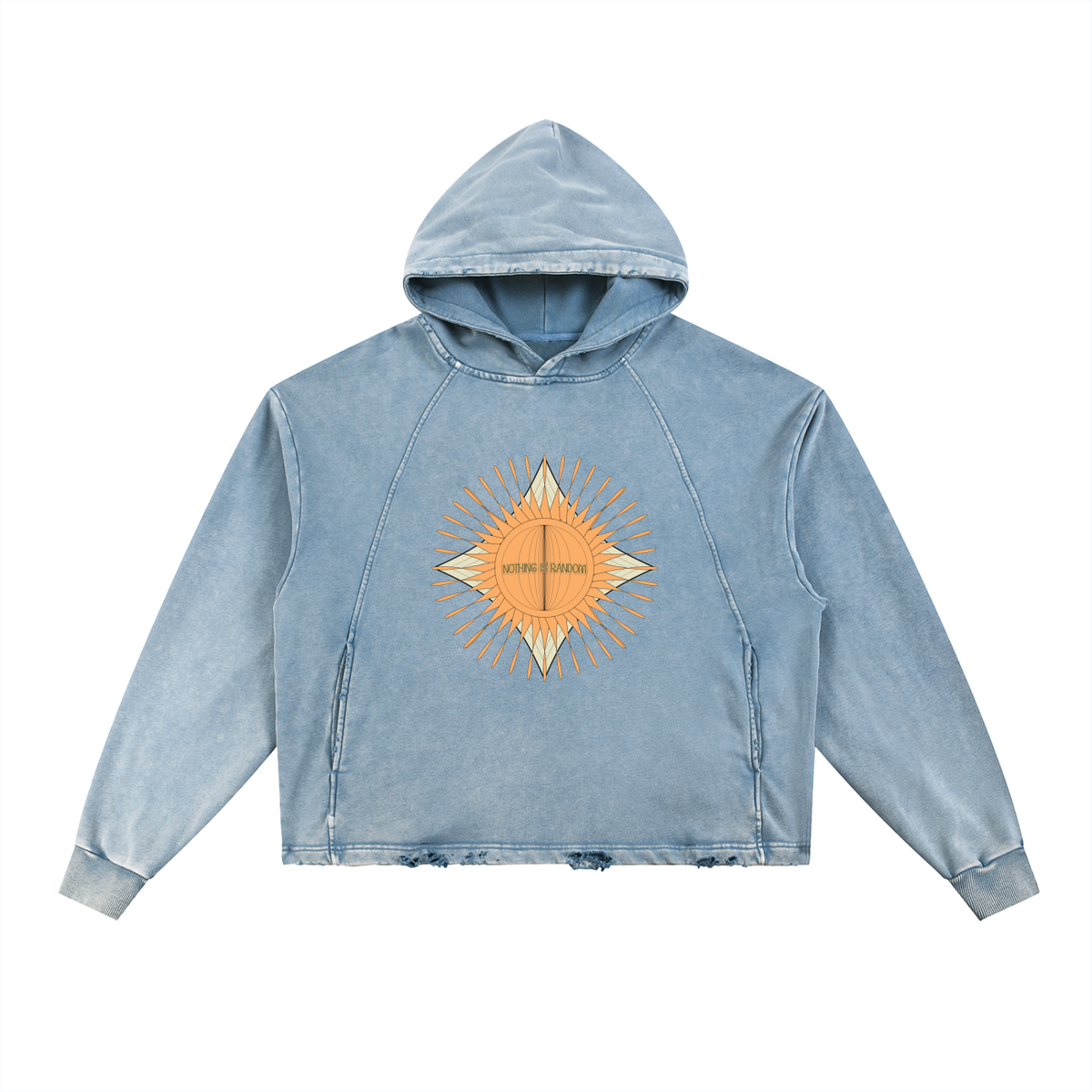 Nothing Is Random Vintage Washed Frayed-Hem Hoodie