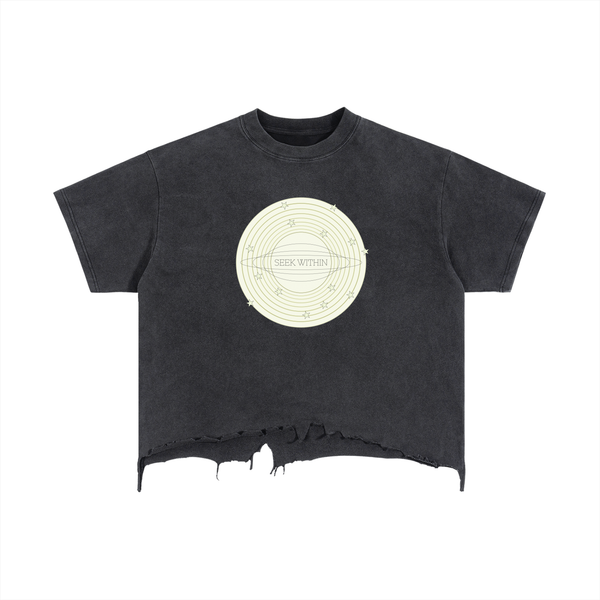 Seek Within Vintage Wash Boxy Distressed Hem T-Shirt