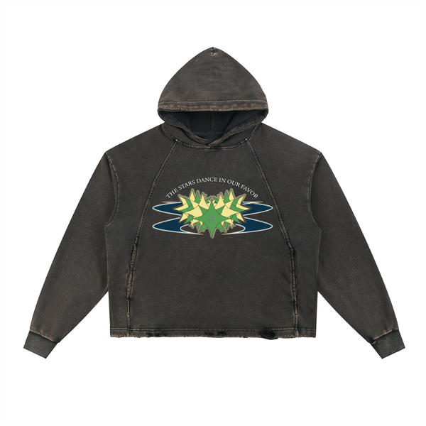 The Stars Dance In Our Favor Vintage Washed Frayed-Hem Hoodie